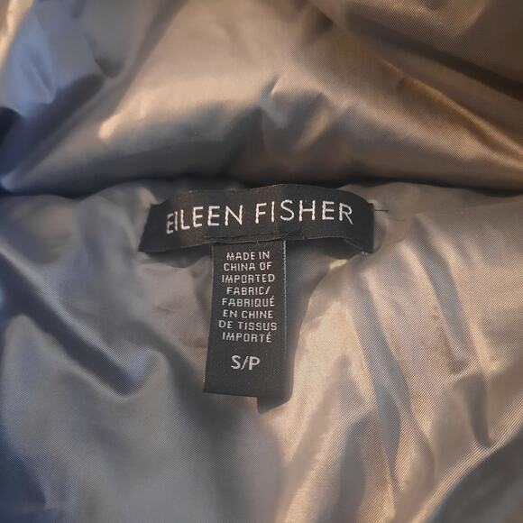 Eileen Fisher Womens Silver Funnel Neck Puffer Satin Down Jacket Size S - Picture 5 of 7